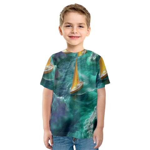 Valley Night Mountains Kids  Sport Mesh T-shirt by Cemarart