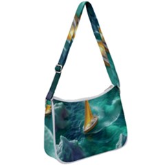 Mountains Sunset Landscape Nature Zip Up Shoulder Bag by Cemarart