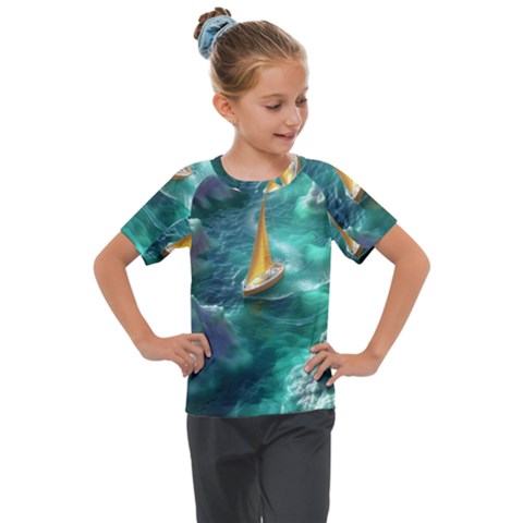 Mountains Sunset Landscape Nature Kids  Mesh Piece T-shirt by Cemarart