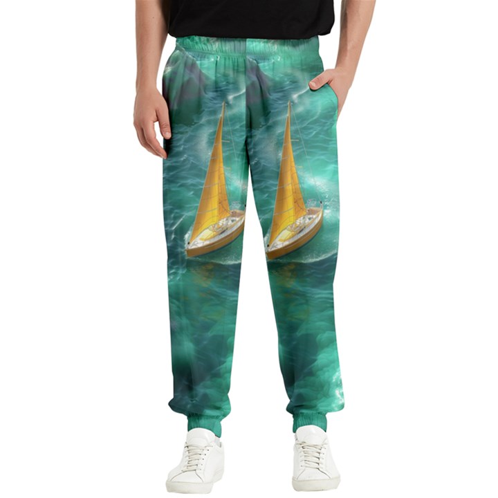 Mountains Sunset Landscape Nature Men s Elastic Waist Pants