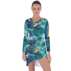 Valley Night Mountains Asymmetric Cut-out Shift Dress by Cemarart