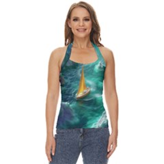 Mountains Sunset Landscape Nature Basic Halter Top by Cemarart