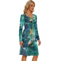 Mountains Sunset Landscape Nature Long Sleeve Dress With Pocket View3