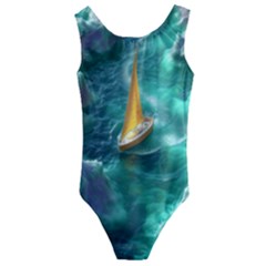 Valley Night Mountains Kids  Cut-out Back One Piece Swimsuit by Cemarart