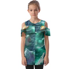 Valley Night Mountains Fold Over Open Sleeve Top by Cemarart