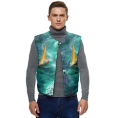 Valley Night Mountains Men s Button Up Puffer Vest	 by Cemarart