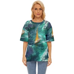 Valley Night Mountains Oversized Basic T-shirt by Cemarart