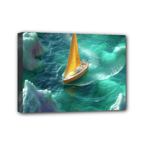 Dolphin Swimming Sea Ocean Mini Canvas 7  X 5  (stretched) by Cemarart