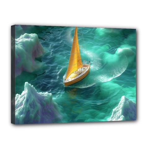 Dolphin Swimming Sea Ocean Canvas 16  X 12  (stretched) by Cemarart