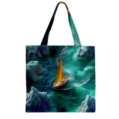 Dolphin Swimming Sea Ocean Zipper Grocery Tote Bag by Cemarart