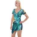 Dolphin Swimming Sea Ocean Short Sleeve Asymmetric Mini Dress View1