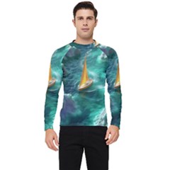 Dolphin Swimming Sea Ocean Men s Long Sleeve Rash Guard by Cemarart