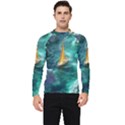 Dolphin Swimming Sea Ocean Men s Long Sleeve Rash Guard View1