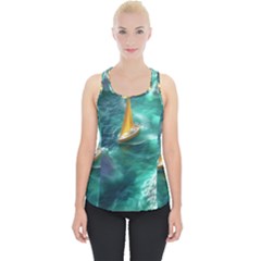 Dolphin Sea Ocean Piece Up Tank Top by Cemarart