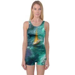 Dolphins Sea Ocean One Piece Boyleg Swimsuit by Cemarart