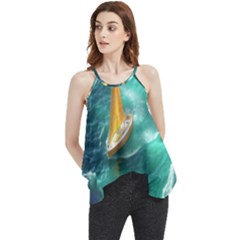 Dolphin Sea Ocean Flowy Camisole Tank Top by Cemarart