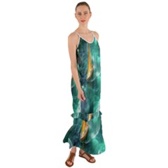 Dolphin Swimming Sea Ocean Cami Maxi Ruffle Chiffon Dress by Cemarart