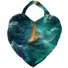 Dolphin Sea Ocean Giant Heart Shaped Tote by Cemarart