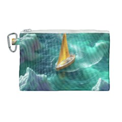 Dolphin Sea Ocean Canvas Cosmetic Bag (large) by Cemarart