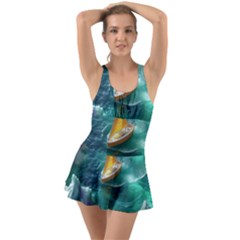 Dolphins Sea Ocean Ruffle Top Dress Swimsuit by Cemarart