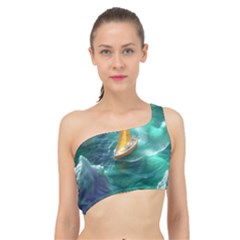 Dolphin Sea Ocean Spliced Up Bikini Top  by Cemarart