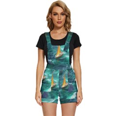 Dolphin Swimming Sea Ocean Short Overalls by Cemarart