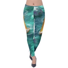 Dolphins Sea Ocean Velvet Leggings by Cemarart