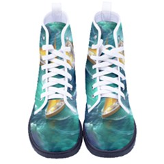 Dolphin Swimming Sea Ocean Kid s High-top Canvas Sneakers by Cemarart