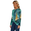 Dolphin Swimming Sea Ocean Long Sleeve Crew Neck Pullover Top View2