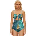 Dolphin Sea Ocean Knot Front One-Piece Swimsuit View1