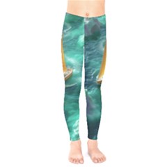 Dolphin Sea Ocean Kids  Classic Winter Leggings by Cemarart