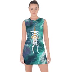 Dolphins Sea Ocean Lace Up Front Bodycon Dress by Cemarart