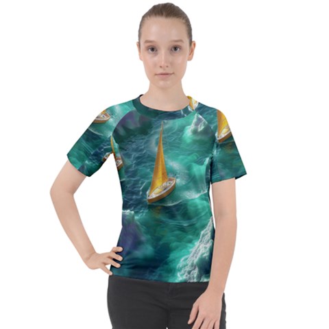 Dolphins Sea Ocean Women s Sport Raglan T-shirt by Cemarart