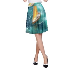 Moon Moonlit Forest Fantasy Midnight A-line Skirt by Cemarart