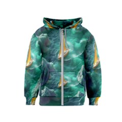 Moon Moonlit Forest Fantasy Midnight Kids  Zipper Hoodie by Cemarart