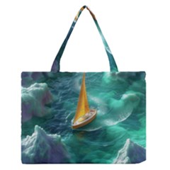 Moon Moonlit Forest Fantasy Midnight Zipper Medium Tote Bag by Cemarart