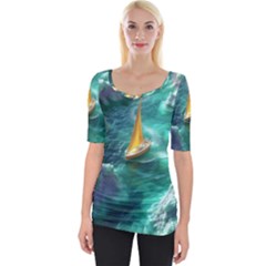 Moon Moonlit Forest Fantasy Midnight Wide Neckline T-shirt