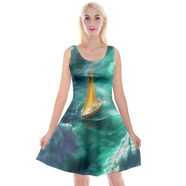 Moon Moonlit Forest Fantasy Midnight Reversible Velvet Sleeveless Dress