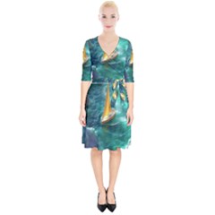 Moon Moonlit Forest Fantasy Midnight Wrap Up Cocktail Dress by Cemarart