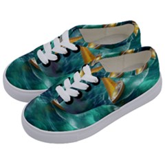 Moon Moonlit Forest Fantasy Midnight Kids  Classic Low Top Sneakers by Cemarart