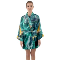 Moon Moonlit Forest Fantasy Midnight Long Sleeve Satin Kimono by Cemarart