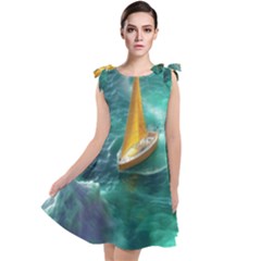 Moon Moonlit Forest Fantasy Midnight Tie Up Tunic Dress by Cemarart