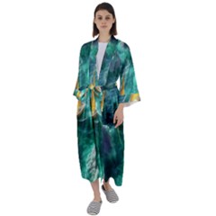 Moon Moonlit Forest Fantasy Midnight Maxi Satin Kimono by Cemarart