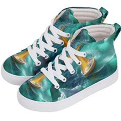 Dolphins Sea Ocean Water Kids  Hi-top Skate Sneakers by Cemarart