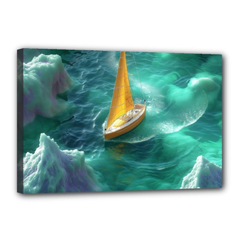 Silk Waves Abstract Canvas 18  X 12  (stretched) by Cemarart