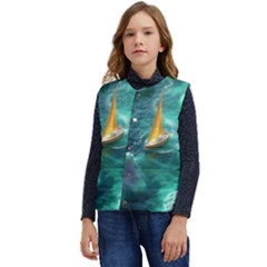 Moon Moonlit Forest Fantasy Midnight Kid s Button Up Puffer Vest	 by Cemarart