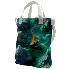 Dolphins Sea Ocean Water Canvas Messenger Bag by Cemarart