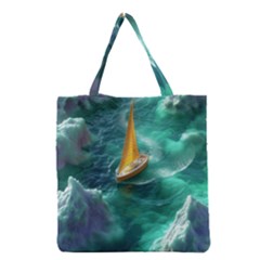 Silk Waves Abstract Grocery Tote Bag by Cemarart