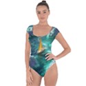 Silk Waves Abstract Short Sleeve Leotard  View1