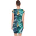 Silk Waves Abstract Capsleeve Drawstring Dress  View2